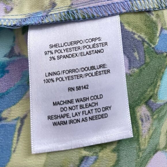 London Times - Satin Jewel Neck Asymmetrical Hanky Dress Sz:12Color:Multicolor - Picture 10 of 11